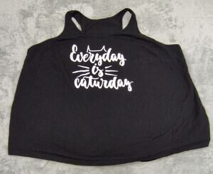 HDE Women's Tank Top Black Catlover Size 2X 100% Cotton
